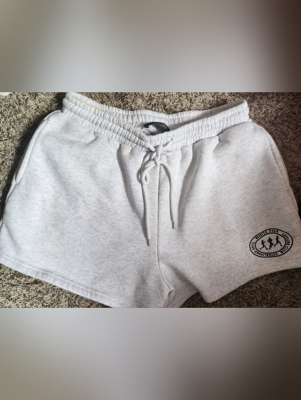 White Fox Women's Fleece Shorts in Light Heather Gray with Elastic Waist